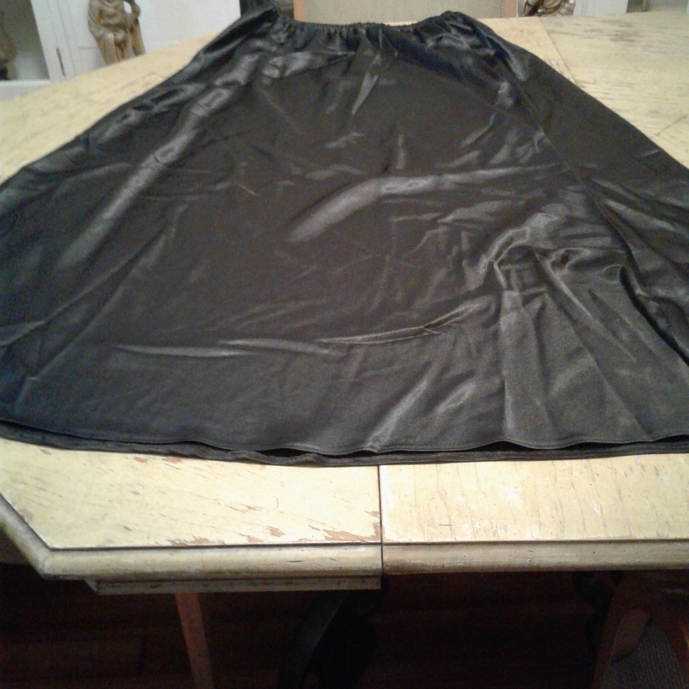 Black Faux Satin Maxi Skirt